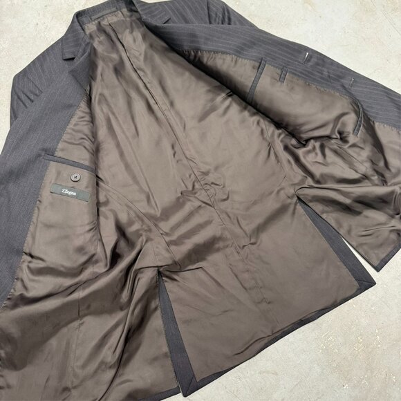 Z Zegna Drop 8 Striped Blazer Wool Sport Coat Grey 38R - Picture 7 of 10